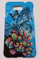 Силиконов гръб ТПУ за Samsung Galaxy Alpha G850 син с пеперуда и цветя